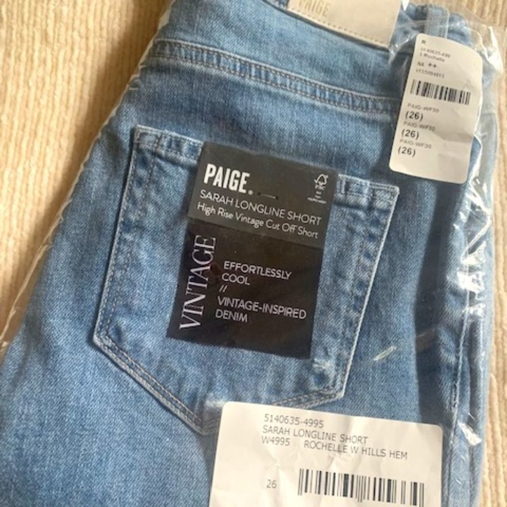 NWT IN BAG!! PAIGE Sarah Longline Cut Off Denim Short